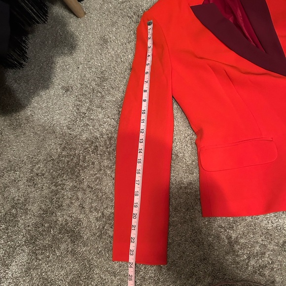 Bright Red Blazer with Burgundy Lining - Picture 4 of 10